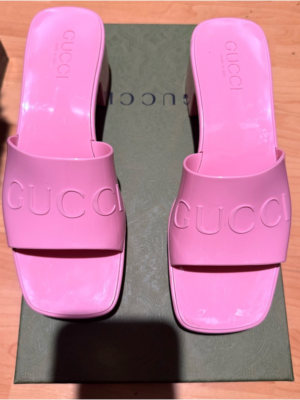 Gucci rose pink jelly heels